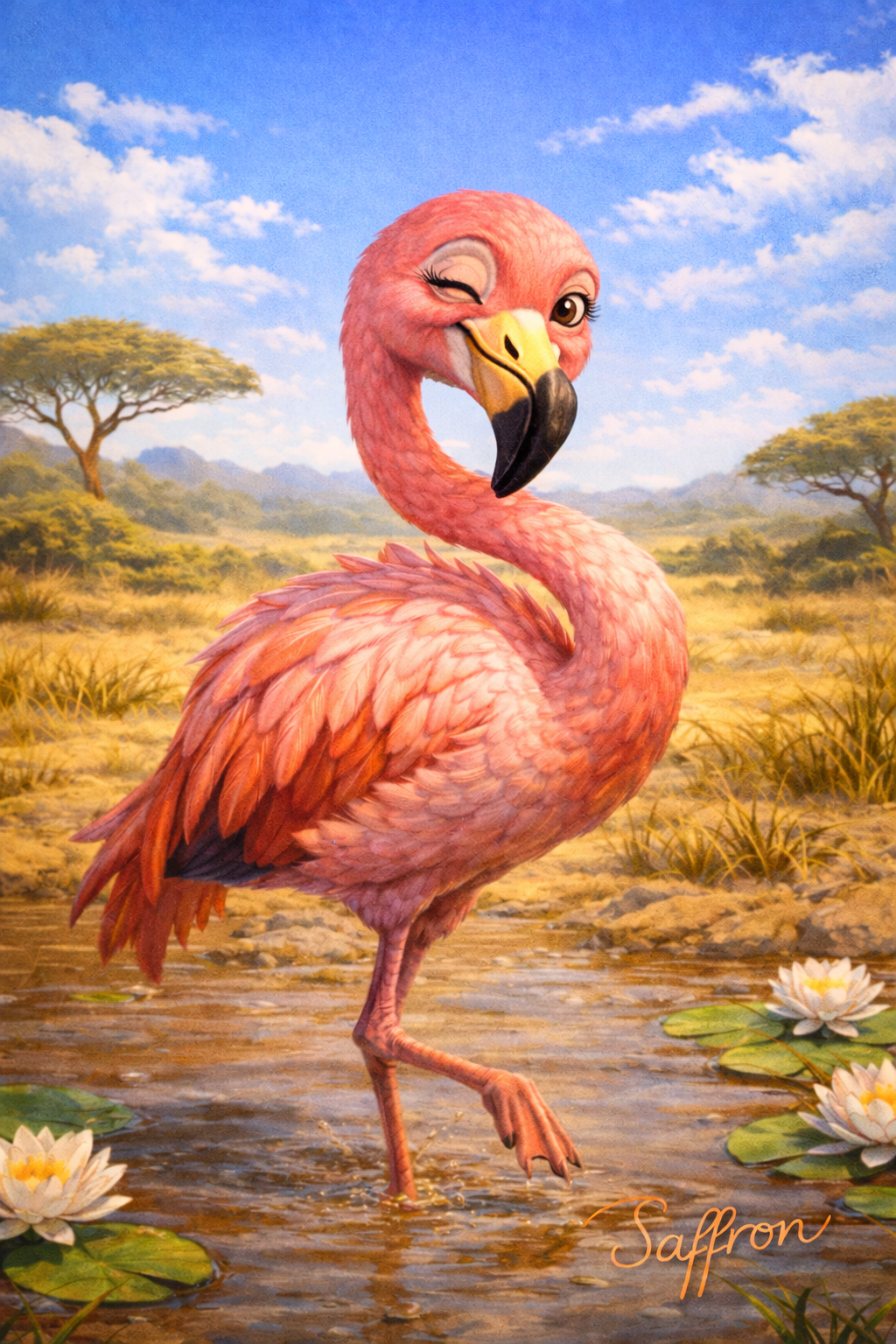 Saffron the Flamingo